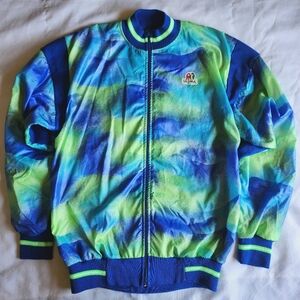 Vintage Ultima Italian Windstopper Blue Green Med Full-zip Cycling Sports Jacket